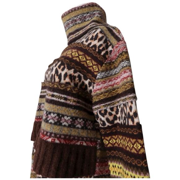Pringle of Scotland Fall 2018 Patchwork Fair Isle Sweater In Brown Size S - Picture 7 of 13